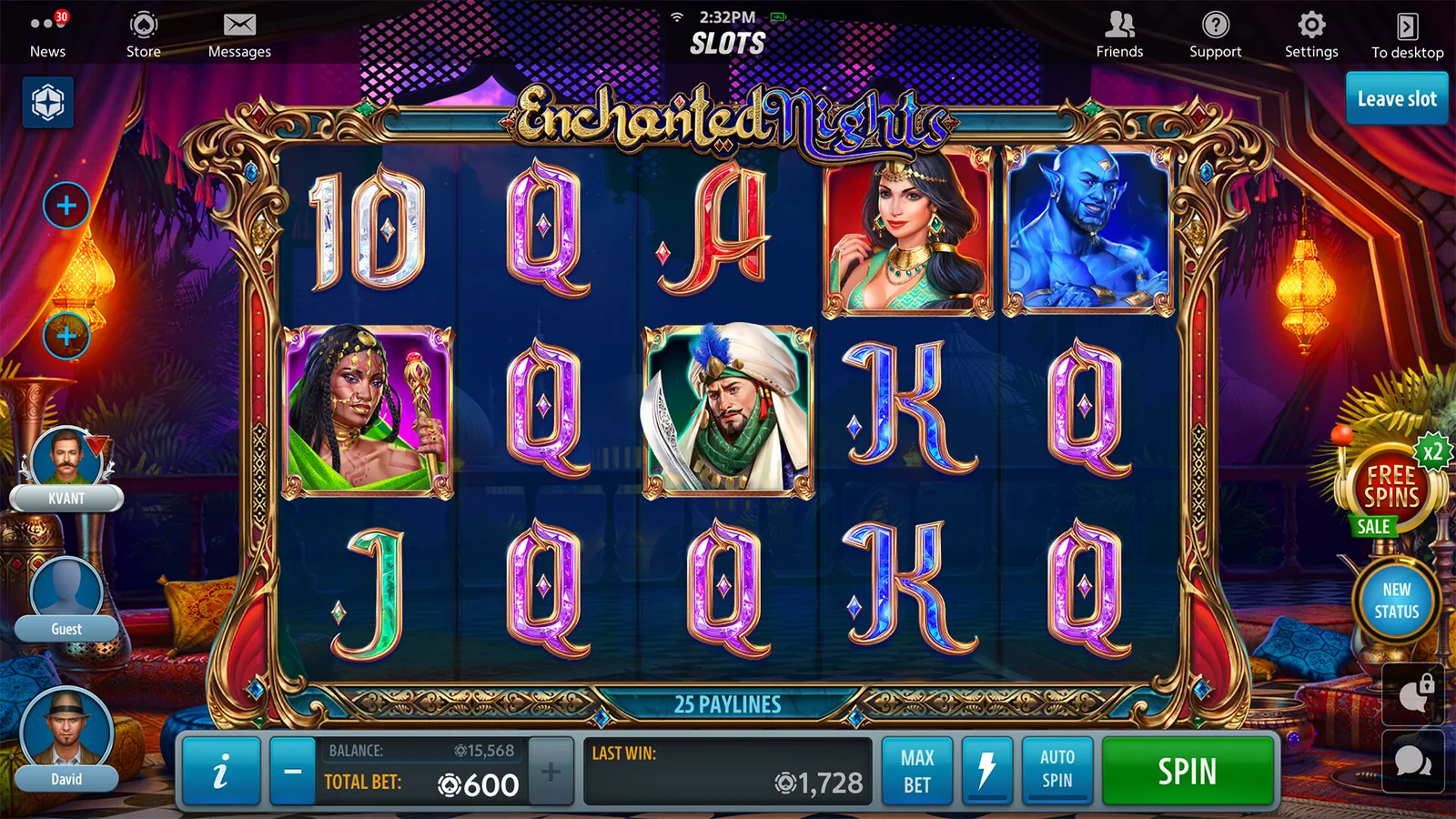 Tampilan permainan slot dengan reel dan simbol bertema